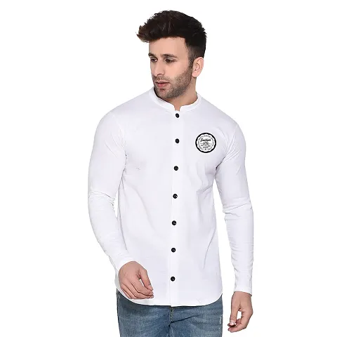 Tfurnish Blend Solid Long Sleeves Casual Shirts For Men