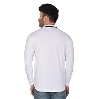 Tfurnish White Cotton Blend Solid Long Sleeves Casual Shirts For Men-thumb1