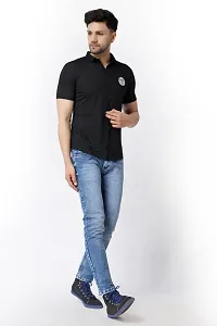 Men's Short Sleeves Spread Shirt (Black)_S-thumb4