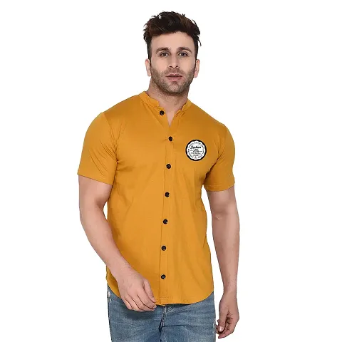 Trendy Cotton Blend Short Sleeves Casual Shirt 