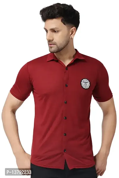 Men's Short Sleeves Spread Shirt (Maroon)_S-thumb0