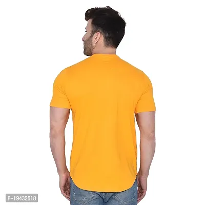 Tfurnish Yellow Cotton Blend Solid Short Sleeves Casual Shirts For Men-thumb2