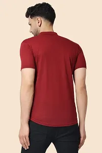 Men's Short Sleeves Mandarin Shirt (Maroon)_S-thumb1