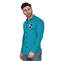 Tfurnish Turquoise Cotton Blend Solid Long Sleeves Casual Shirts For Men-thumb2