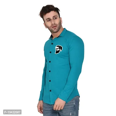 Tfurnish Turquoise Cotton Blend Solid Long Sleeves Casual Shirts For Men-thumb3