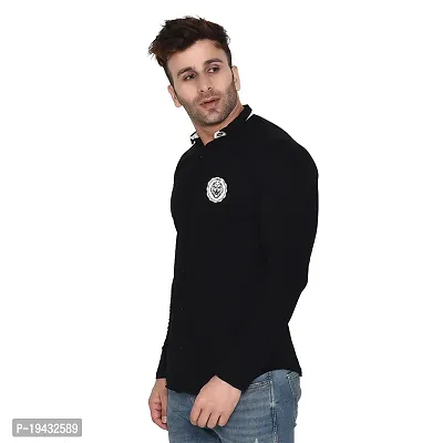 Tfurnish Black Cotton Blend Solid Long Sleeves Casual Shirts For Men-thumb3