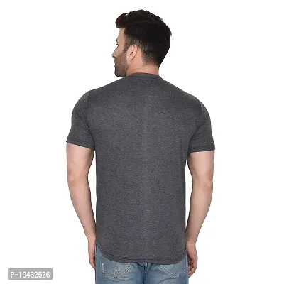 Tfurnish Grey Cotton Blend Solid Short Sleeves Casual Shirts For Men-thumb2