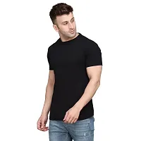 Stylish Cotton Blend Black Solid Tees For Men-thumb2