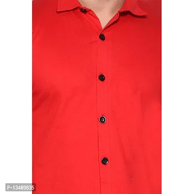 Tfurnish Men's Short Sleeves Spread Collar Shirt (Red)_S-thumb4