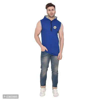 Men's Sleeveless Hooded Tees ( Blue )_S-thumb4