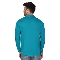 Tfurnish Turquoise Cotton Blend Solid Long Sleeves Casual Shirts For Men-thumb1