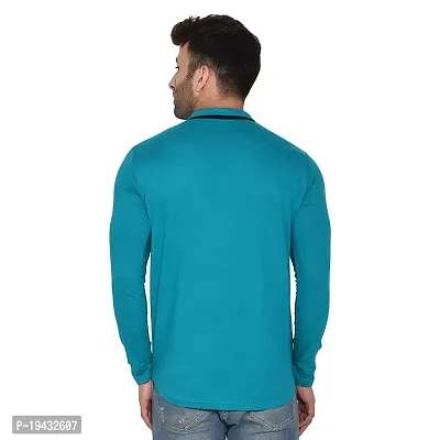 Tfurnish Turquoise Cotton Blend Solid Long Sleeves Casual Shirts For Men-thumb2