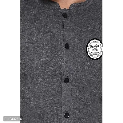 Tfurnish Grey Cotton Blend Solid Long Sleeves Casual Shirts For Men-thumb5