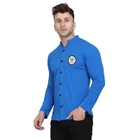 Tfurnish Blue Cotton Blend Solid Long Sleeves Casual Shirts For Men-thumb4