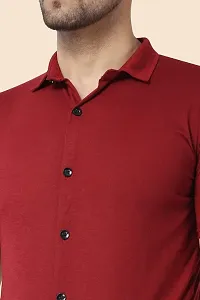 Men's Short Sleeves Spread Collar Shirt (Maroon)_S-thumb3