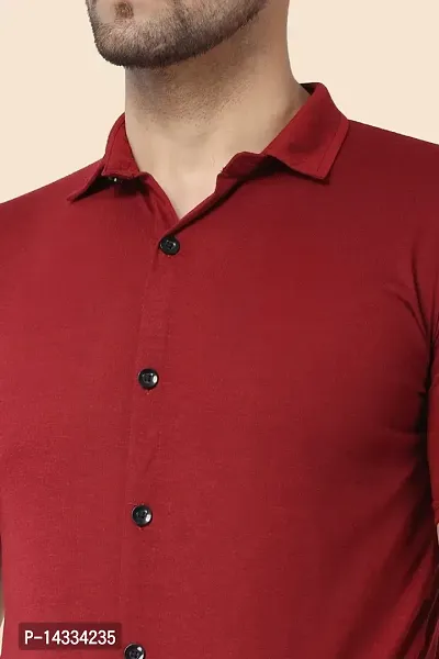 Men's Short Sleeves Spread Collar Shirt (Maroon)_S-thumb4