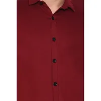 Tfurnish Men's Short Sleeves Spread Collar Shirt (Maroon)_S-thumb3