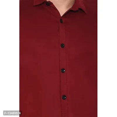 Tfurnish Men's Short Sleeves Spread Collar Shirt (Maroon)_S-thumb4