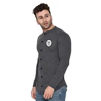 Tfurnish Grey Cotton Blend Solid Long Sleeves Casual Shirts For Men-thumb2