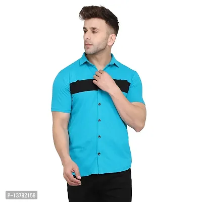 Men's Short Sleeves Spread Shirt (Turquoise)_S