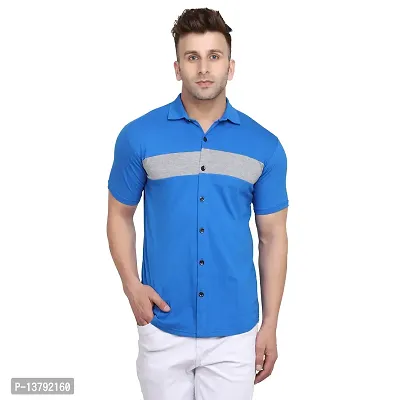 Men's Short Sleeves Spread Shirt (Blue)_S-thumb0