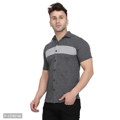 Men's Short Sleeves Spread Shirt (Grey)_S-thumb3