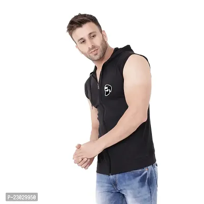 Men's Sleeveless Hooded Tees ( Black )_S-thumb3