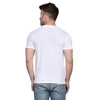 Stylish Cotton Blend White Solid Tees For Men-thumb1