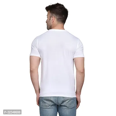 Stylish Cotton Blend White Solid Tees For Men-thumb2