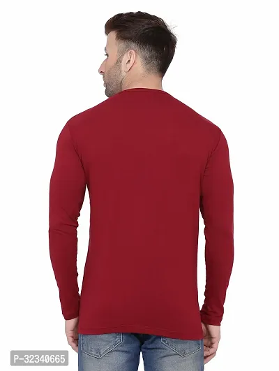 Stylish Cotton Blend Maroon Solid Tees For Men-thumb2