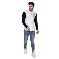 Tfurnish White Cotton Blend Solid Long Sleeves Casual Shirts For Men-thumb3