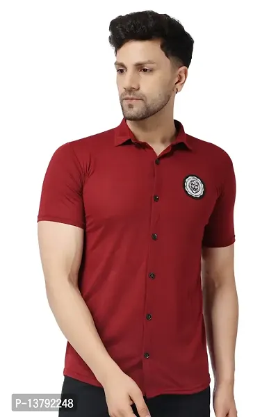 Men's Short Sleeves Spread Shirt (Maroon)_S