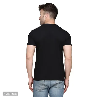 Stylish Cotton Blend Black Solid Tees For Men-thumb2