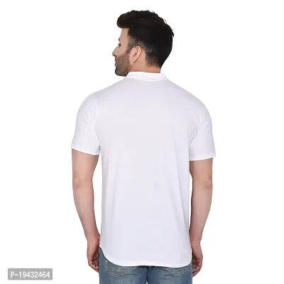 Tfurnish White Cotton Blend Solid Short Sleeves Casual Shirts For Men-thumb2