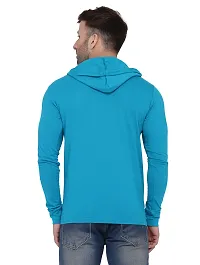 Stylish Cotton Blend Turquoise Solid Tees For Men-thumb1