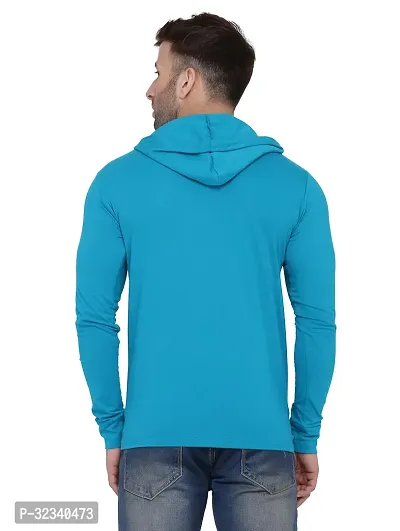 Stylish Cotton Blend Turquoise Solid Tees For Men-thumb2