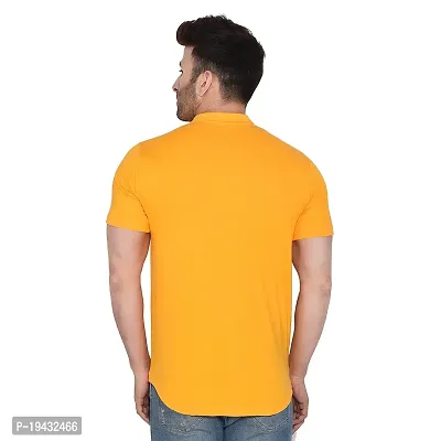 Tfurnish Yellow Cotton Blend Solid Short Sleeves Casual Shirts For Men-thumb2