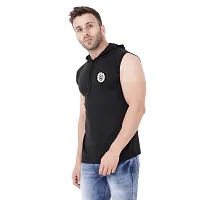 Men's Sleeveless Hooded Tees ( Black )_S-thumb2