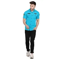 Men's Short Sleeves Spread Shirt (Turquoise)_S-thumb3