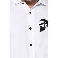 Tfurnish White Cotton Blend Solid Short Sleeves Casual Shirts For Men-thumb4