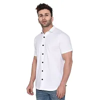 Tfurnish Men's Short Sleeves Spread Collar Shirt (White)_S-thumb2