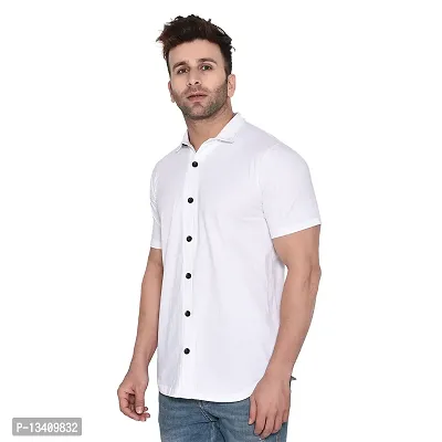 Tfurnish Men's Short Sleeves Spread Collar Shirt (White)_S-thumb3