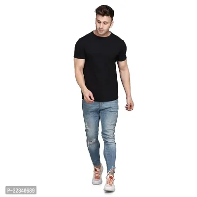 Stylish Cotton Blend Black Solid Tees For Men-thumb5