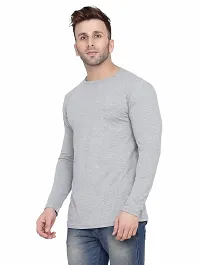 Stylish Cotton Blend Silver Solid Tees For Men-thumb2