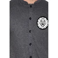 Tfurnish Grey Cotton Blend Solid Short Sleeves Casual Shirts For Men-thumb4