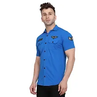 Men's Short Sleeves Spread Shirt (Blue)_S-thumb2