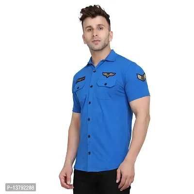 Men's Short Sleeves Spread Shirt (Blue)_S-thumb3