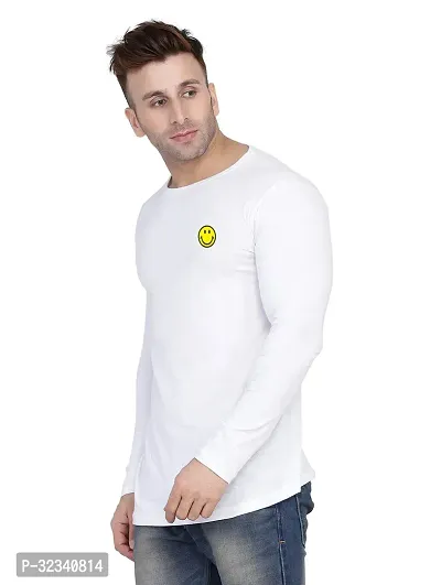 Stylish Cotton Blend White Solid Tees For Men-thumb3