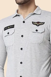 Men's Long Sleeves Spread Collar Shirt (Silver)_S-thumb3