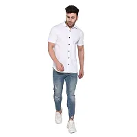 Tfurnish Men's Short Sleeves Spread Collar Shirt (White)_S-thumb4